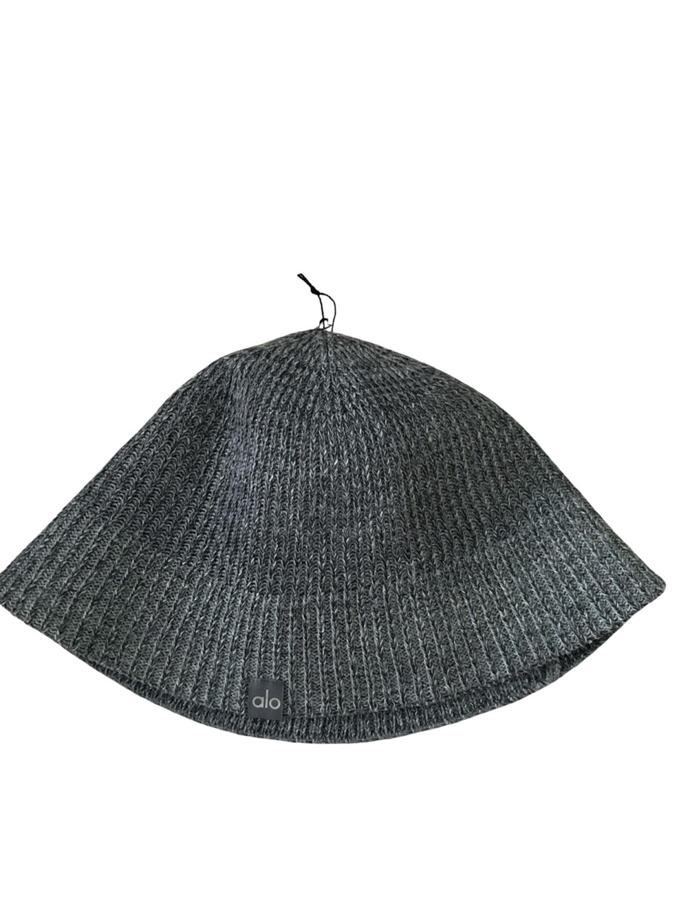 Alo Yoga Gray Ribbed Denim Knit Cloche Bucket Hat in Grey Anthracite NWT
